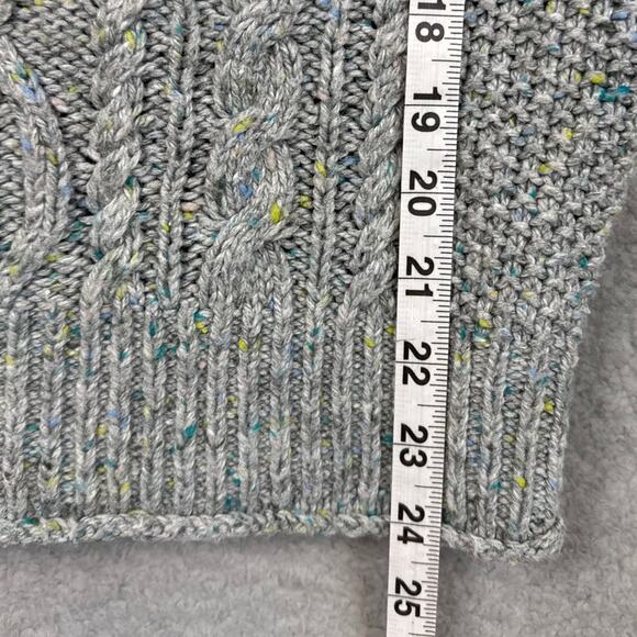 J. Crew Gray Cable Knit Sweater Wool Blend Confetti Color Dots Fall Style Cozy - Picture 5 of 8